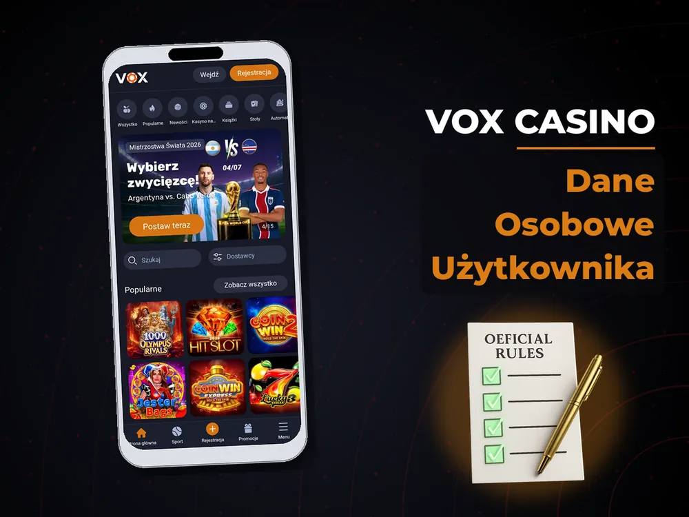 vox casino - Dane Osobowe Użytkownika