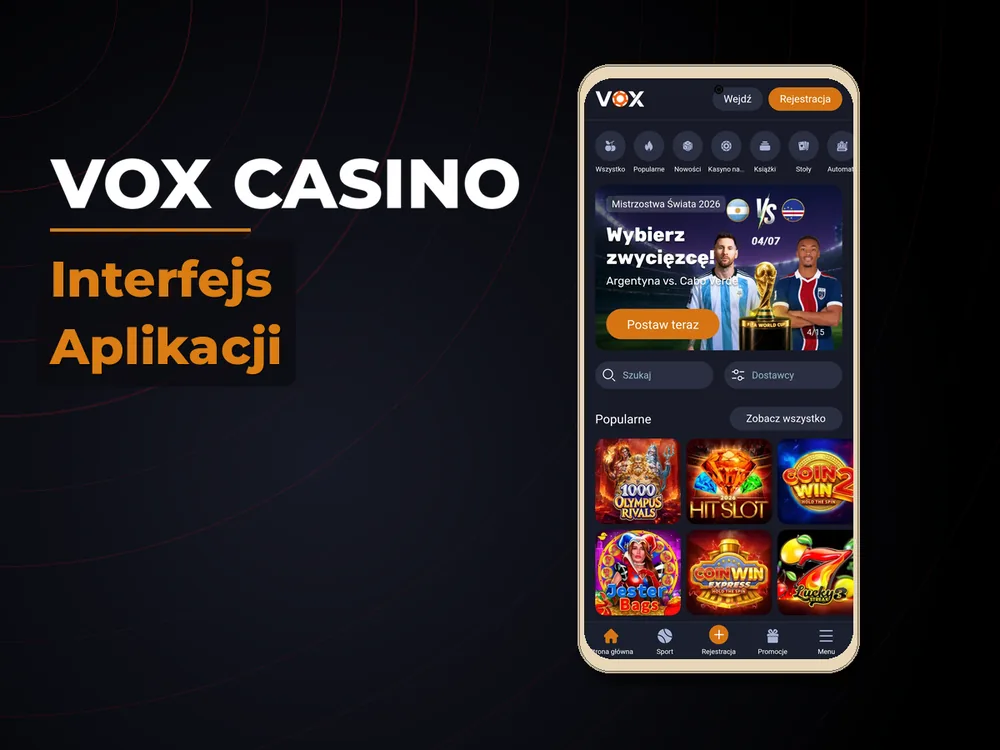 vox casino - Interfejs Aplikacji
