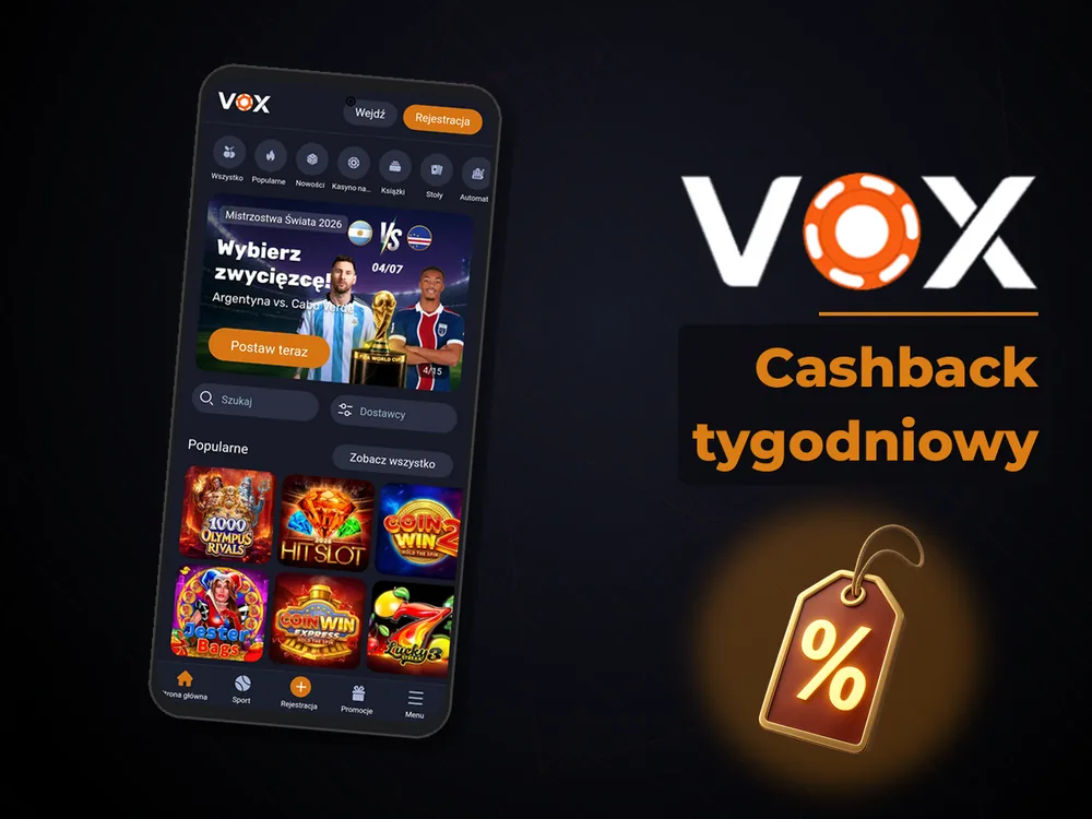 vox casino - Cashback tygodniowy